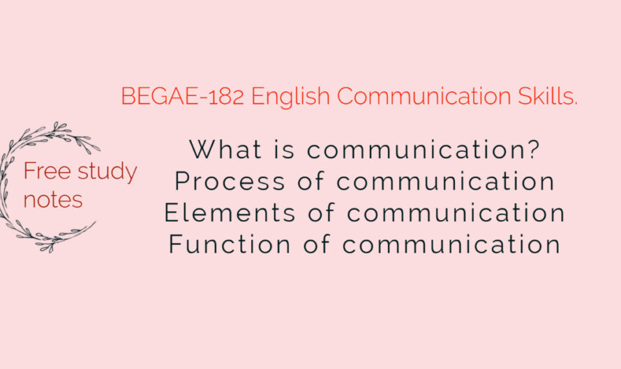 BEGAE-182  English Communication Skills Short Note