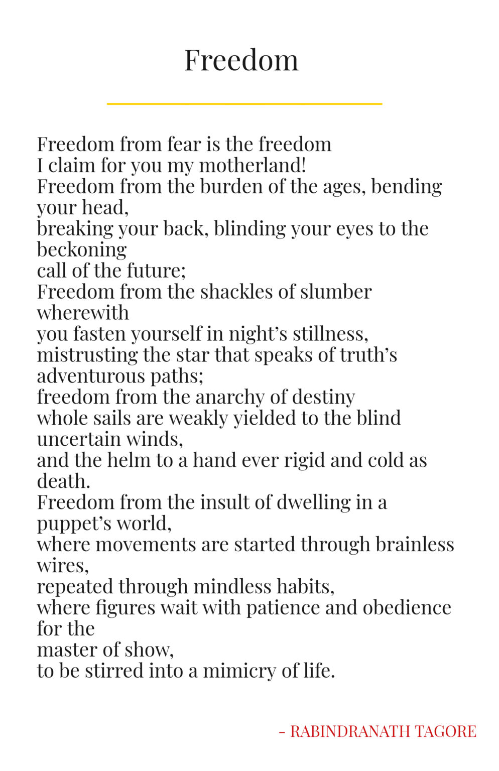 Freedom by Rabindranath Tagore Summary LitraDude
